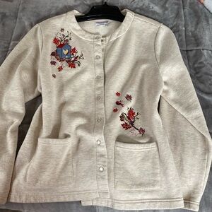 Breckenridge cream jacket with bird embroidery